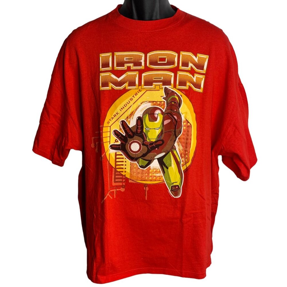 Marvel DC Comics Iron Man Crewneck T Shirt 2XL Red Short Sleeve Graphic 2008 NEW